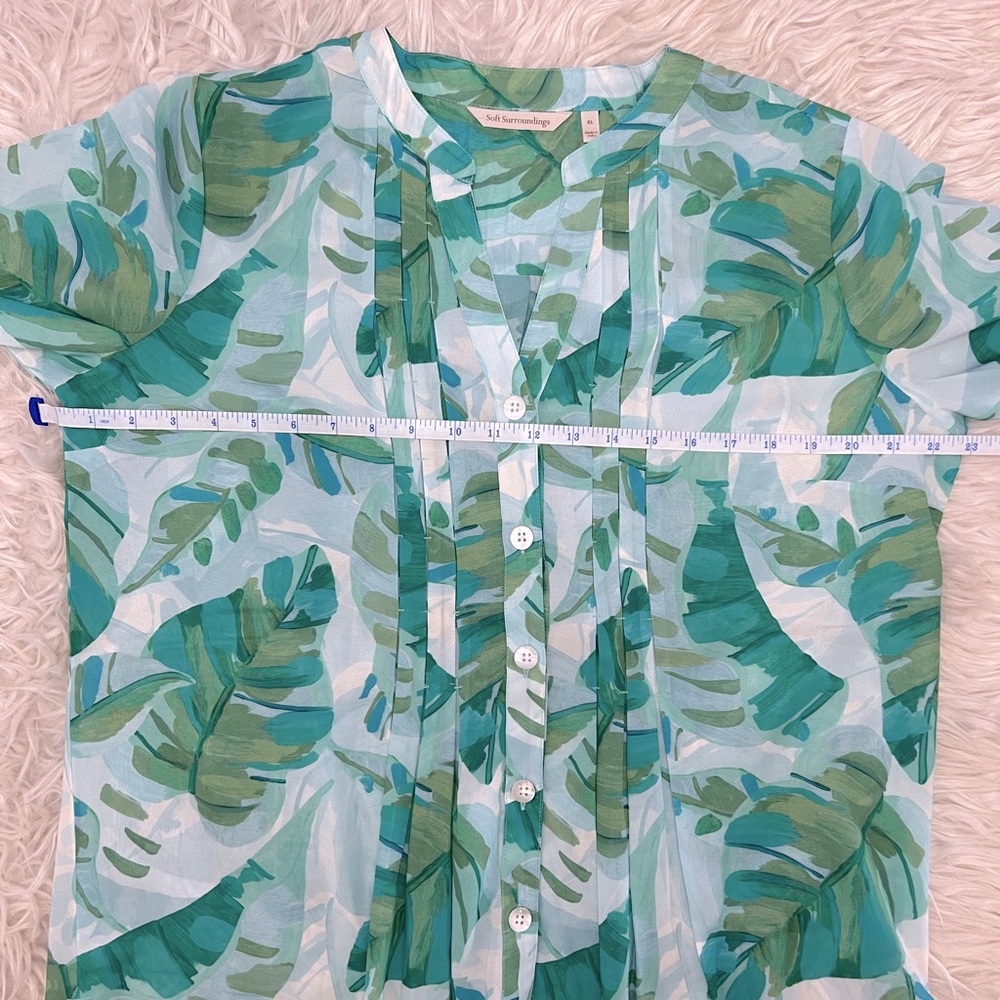 Soft Surroundings Baroque Top Green Tropical Palm Size XL - Picture 5 of 9